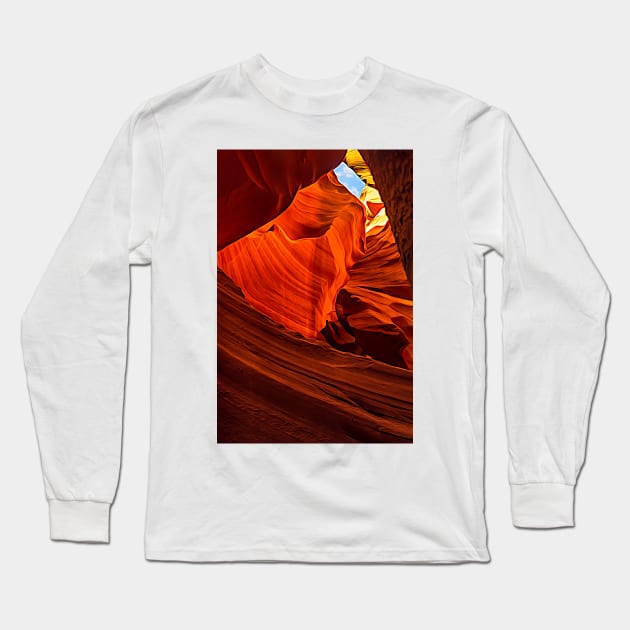 Looking Up from Lower Antelope Canyon - Painterly Long Sleeve T-Shirt by Debra Martz